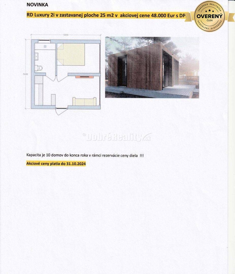 AKCIA!!! VÝSTAVBA: 2-izbový drevodom Luxury bez pozemku