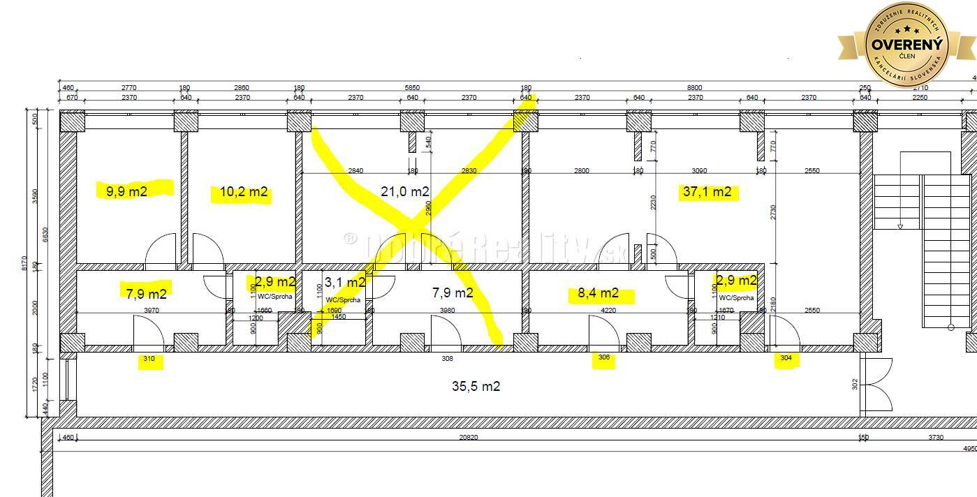 Dobré reality-na prenájom priestory 48,4 m2 a 30,90m2+ kúpelňa s wc, p