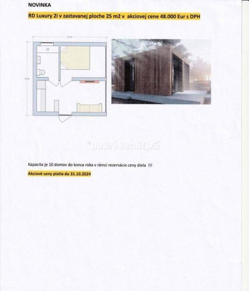AKCIA!!!   VÝSTAVBA: 2-izbový drevodom Luxury bez pozemku