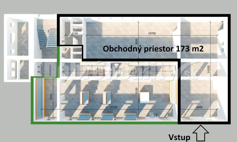 Obchodný (administratívny) priestor 24/7, 173 m2, Zvolenská cesta